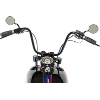 Espejo ViewTech 7 Billet — 7.25 x 1.6875 x 5 in, montaje directo para Harley-Davidson, negro anodizado