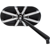 Espejo Serie Caged — 14 cm × 64 mm, montaje roscado, negro anodizado