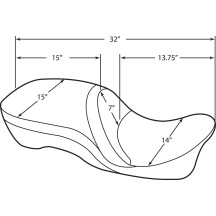 Large Touring Seat — 31-1/2" overall, 15-1/2" driver, Black