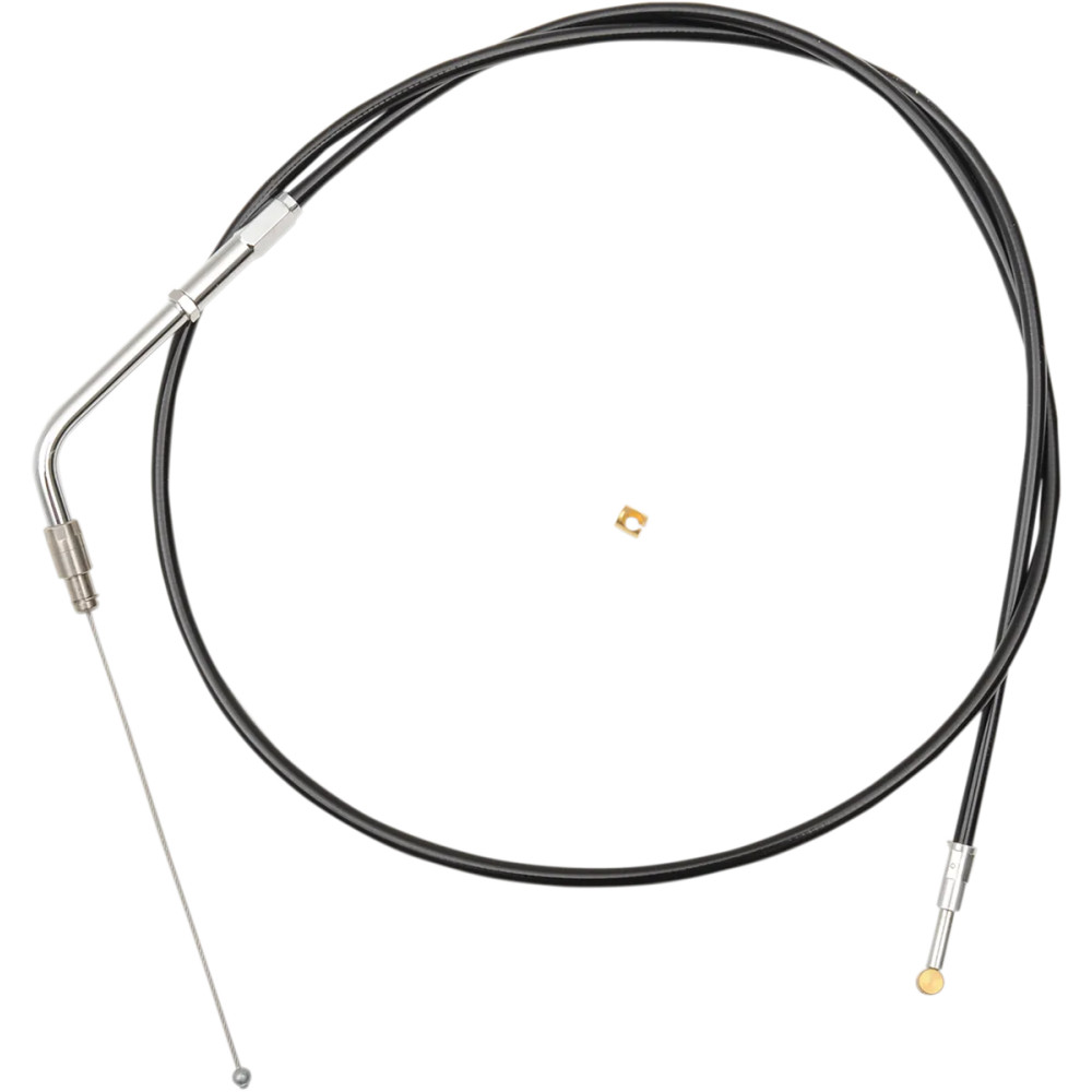 Cable de acelerador trenzado de vinilo negro para manillar — 30,5–35,5 cm, carcasa 99 cm, recorrido 12,7 cm