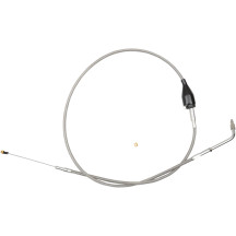 Cable de ralentí trenzado de acero inoxidable para manillar — 12" - 14", funda 39", plateado