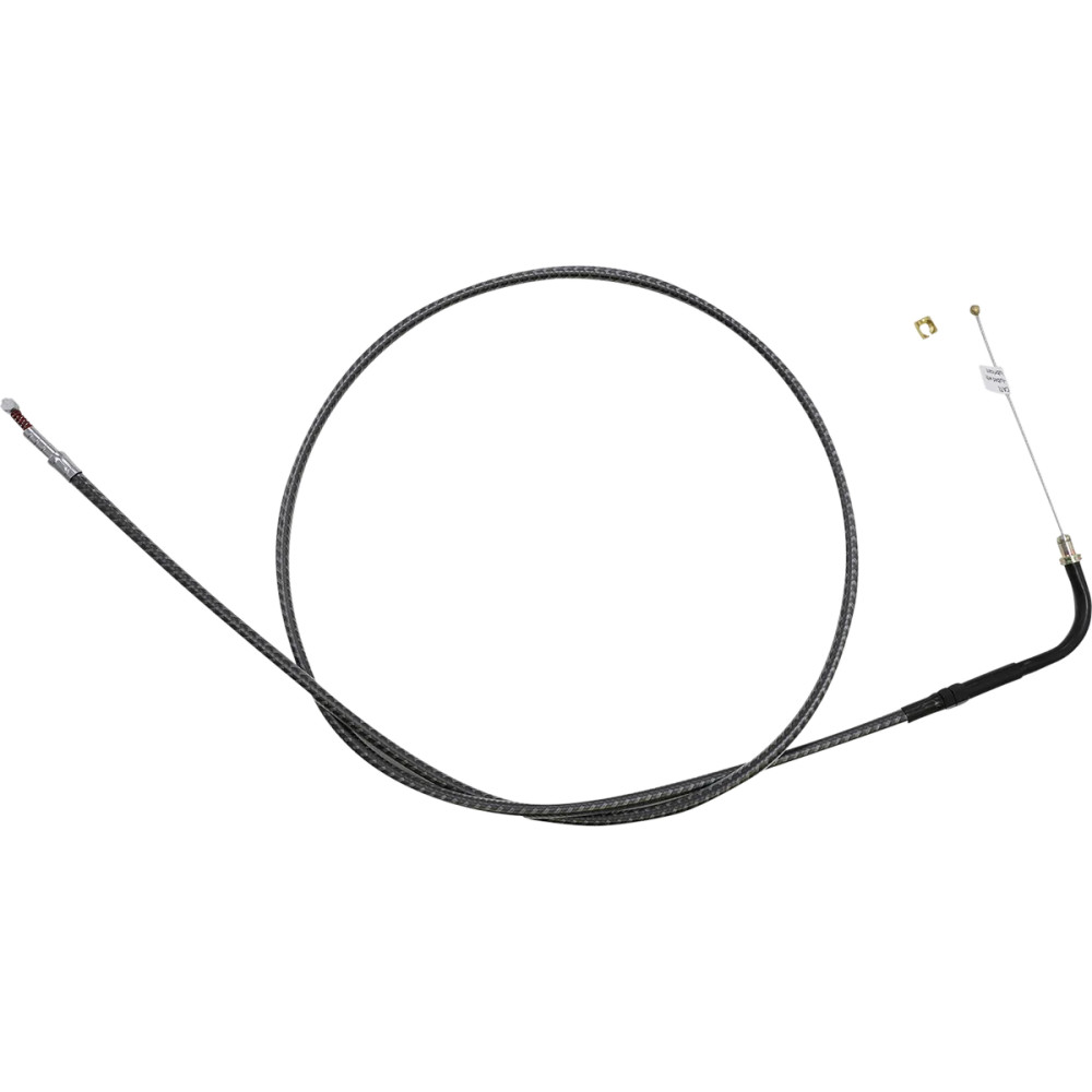 KARBONFIBR Braided Throttle/Idle Cable — 108 cm (42-1/2"), 90°, 12.1 cm (4-3/4"), Silver, carbon fiber