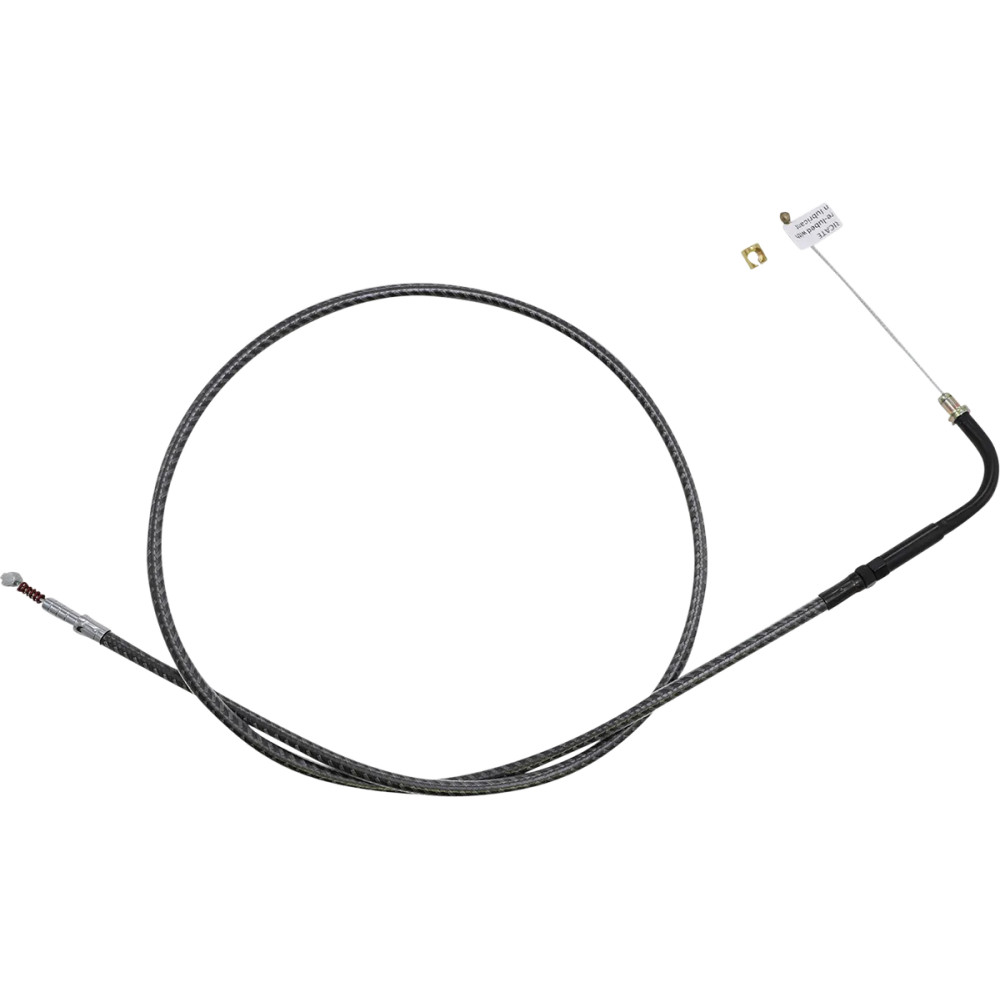 KARBONFIBR Braided Throttle/Idle Cable — 93 cm (36-5/8\") housing, 90° elbow, Idle, Silver