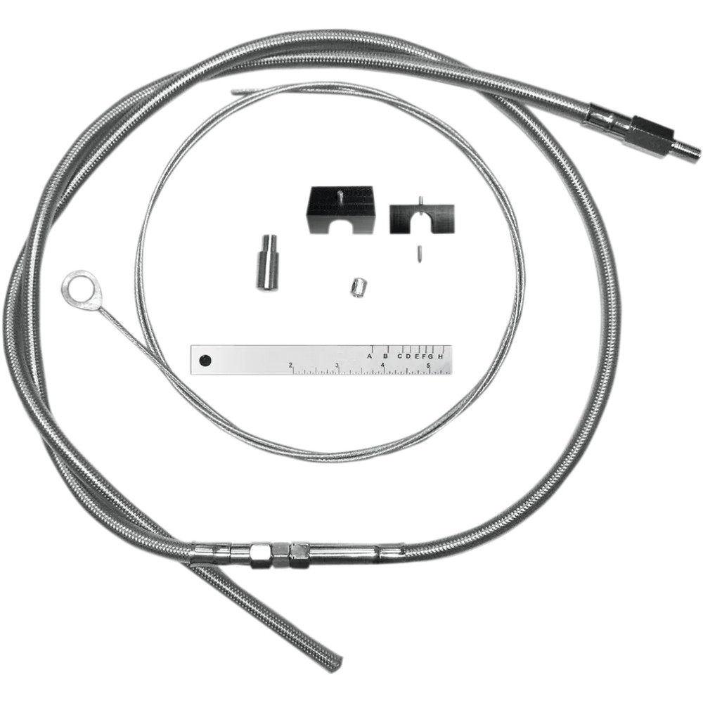 BYO™ Build Your Own™ Clutch Cable Kit — 203 cm (80"), fits 1987+ 5/6-speed mechanical clutch, Silver clear-coated