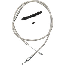 Cable de embrague trenzado de acero inoxidable — ajuste ape hanger y mini, altura estándar, plateado pulido