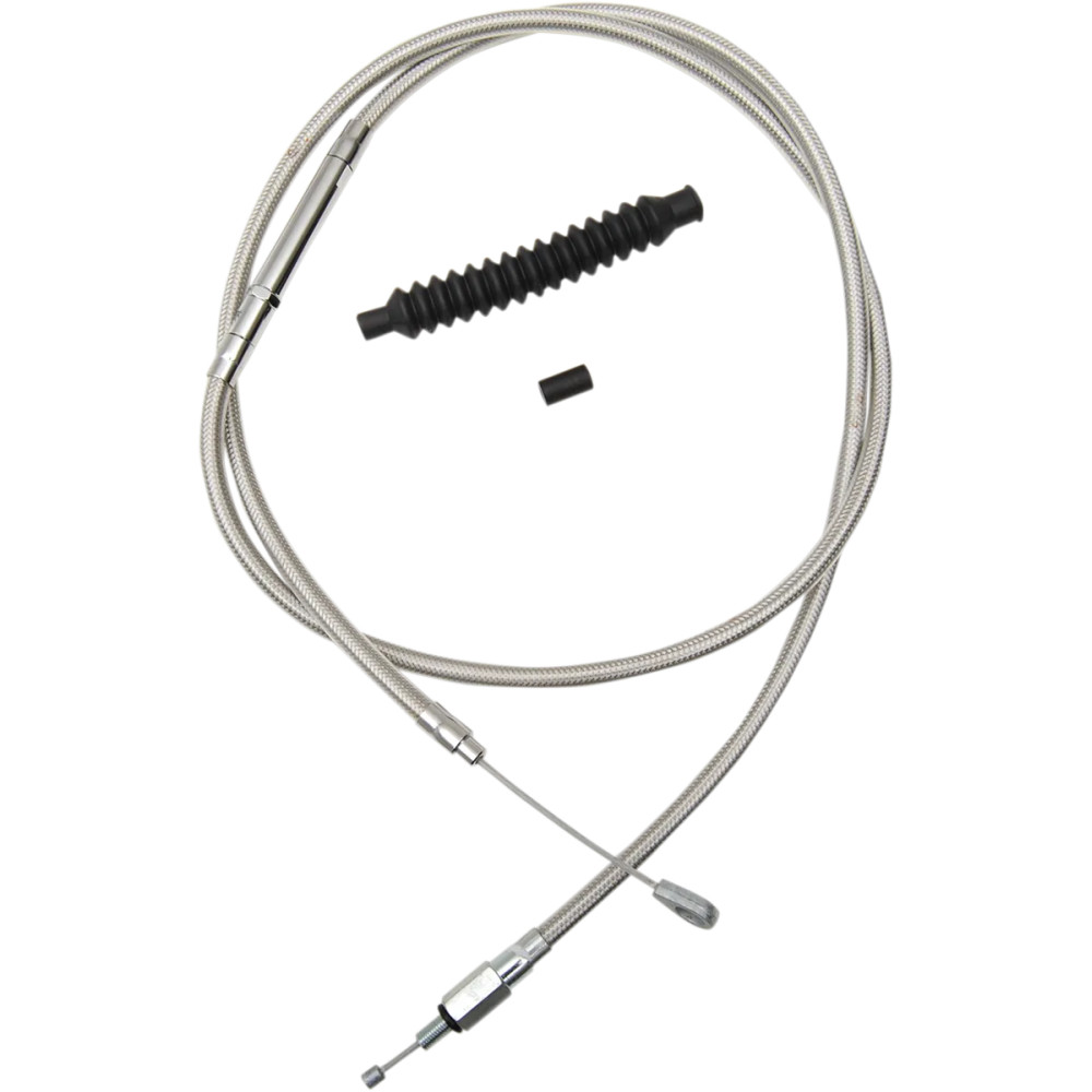 Cable de embrague trenzado de acero inoxidable — ajuste ape hanger y mini, altura estándar, plateado pulido
