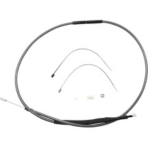 Cable de embrague KARBONFIBR pulido de alta eficiencia — 169.5 cm de funda, 79 mm de recorrido, ajustador 80 cm, plateado pulido