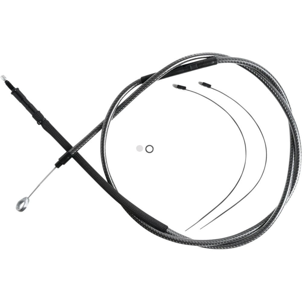 Cable de embrague KARBONFIBR pulido de alta eficiencia — 189.5 cm de carcasa, 79 mm de recorrido, plateado pulido