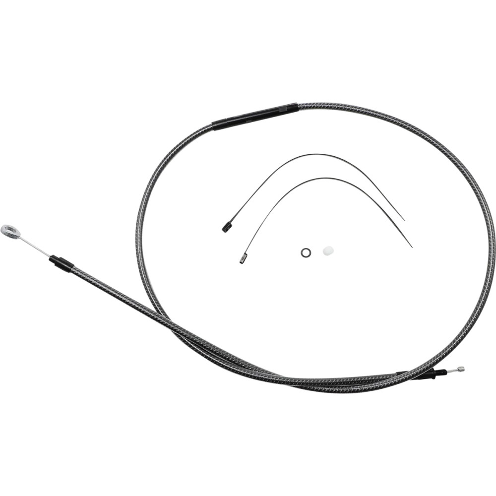 Cable de embrague KARBONFIBR pulido de alta eficiencia — 169.5 cm carcasa, 71 mm recorrido, plateado pulido