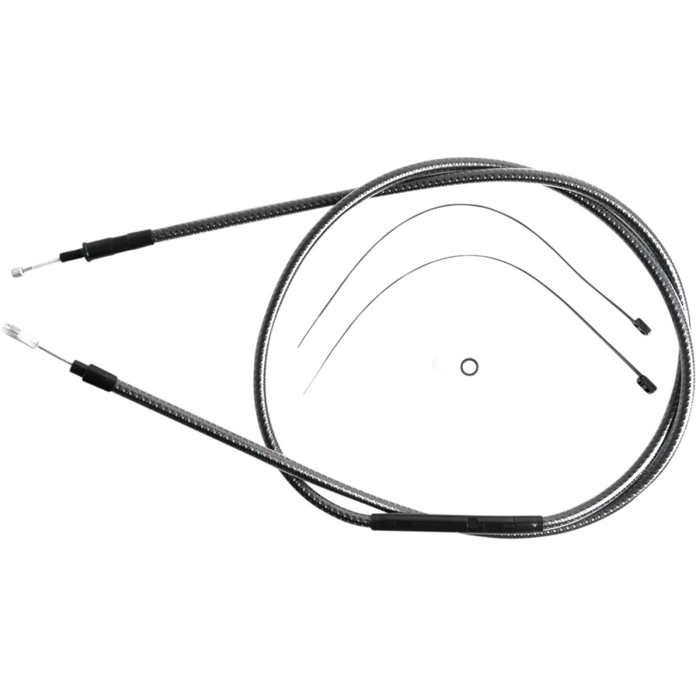 Cable de embrague KARBONFIBR pulido de alta eficiencia — carcasa 68-11/16", recorrido 71 mm, plateado pulido