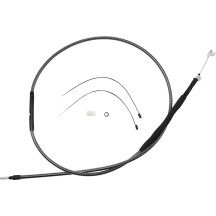 Cable de embrague KARBONFIBR pulido de alta eficiencia — 184.5 cm carcasa, 89 mm recorrido, 64.5 cm ajustador, pulido plateado