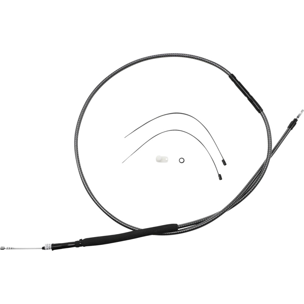 Cable de embrague pulido KARBONFIBR de alta eficiencia — 189.5 cm alojamiento, 89 mm recorrido, 64.5 cm ajustador, Plata pulido 