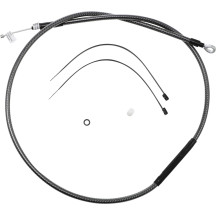 Cable de embrague KARBONFIBR pulido de alta eficiencia — Longitud de carcasa 145.5 cm (57-1/4"), Recorrido 71 mm (2-13/16"), Aju