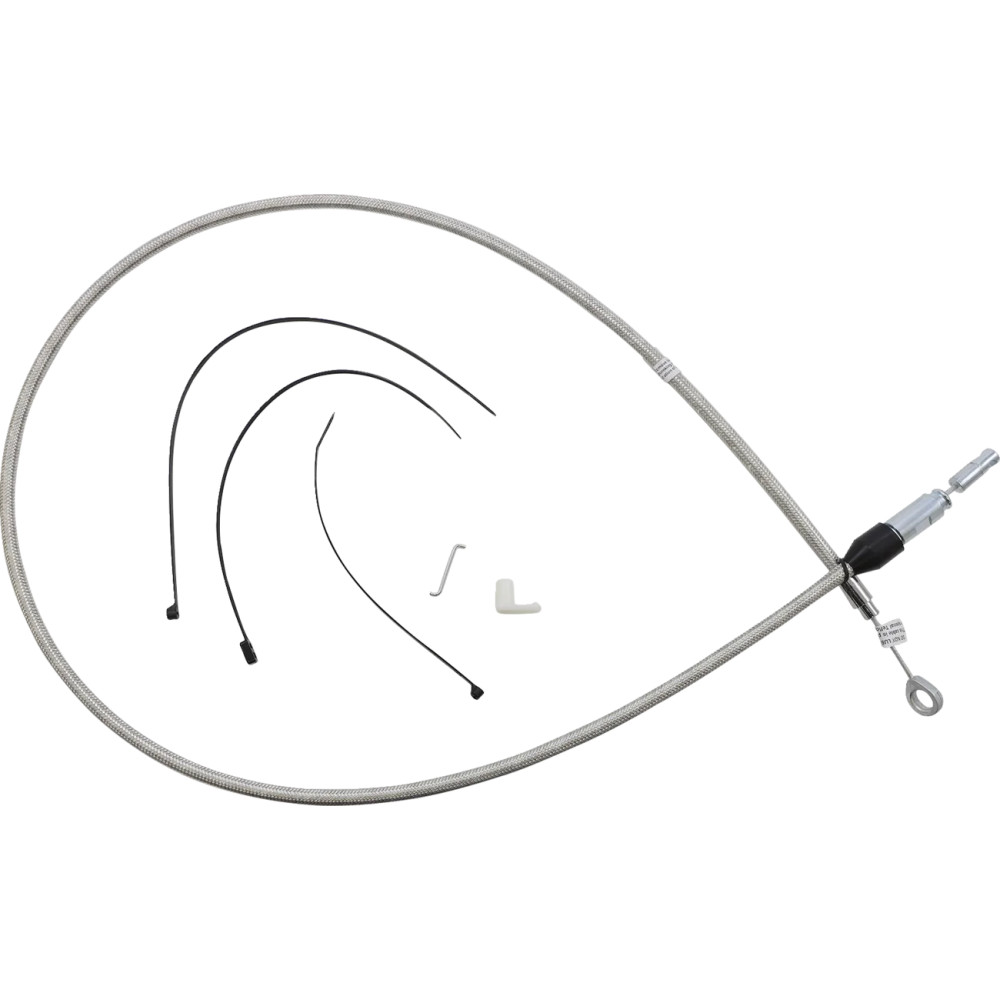 Polished Stainless Quick Connect Upper Clutch Cable — 137 cm (54"), 59 mm travel, Silver polished
