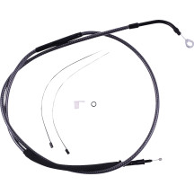 Cable de embrague KARBONFIBR pulido de alta eficiencia — 167 cm carcasa, 89 mm recorrido, ajustador 64.5 cm, Plata pulida