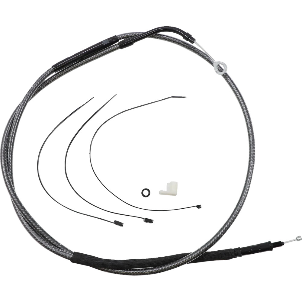 Cable de embrague pulido de alta eficiencia Karbonfibr — Recorrido 89 mm (3-1/2"), Carcasa 182.5 cm (71-3/4"), Plateado pulido