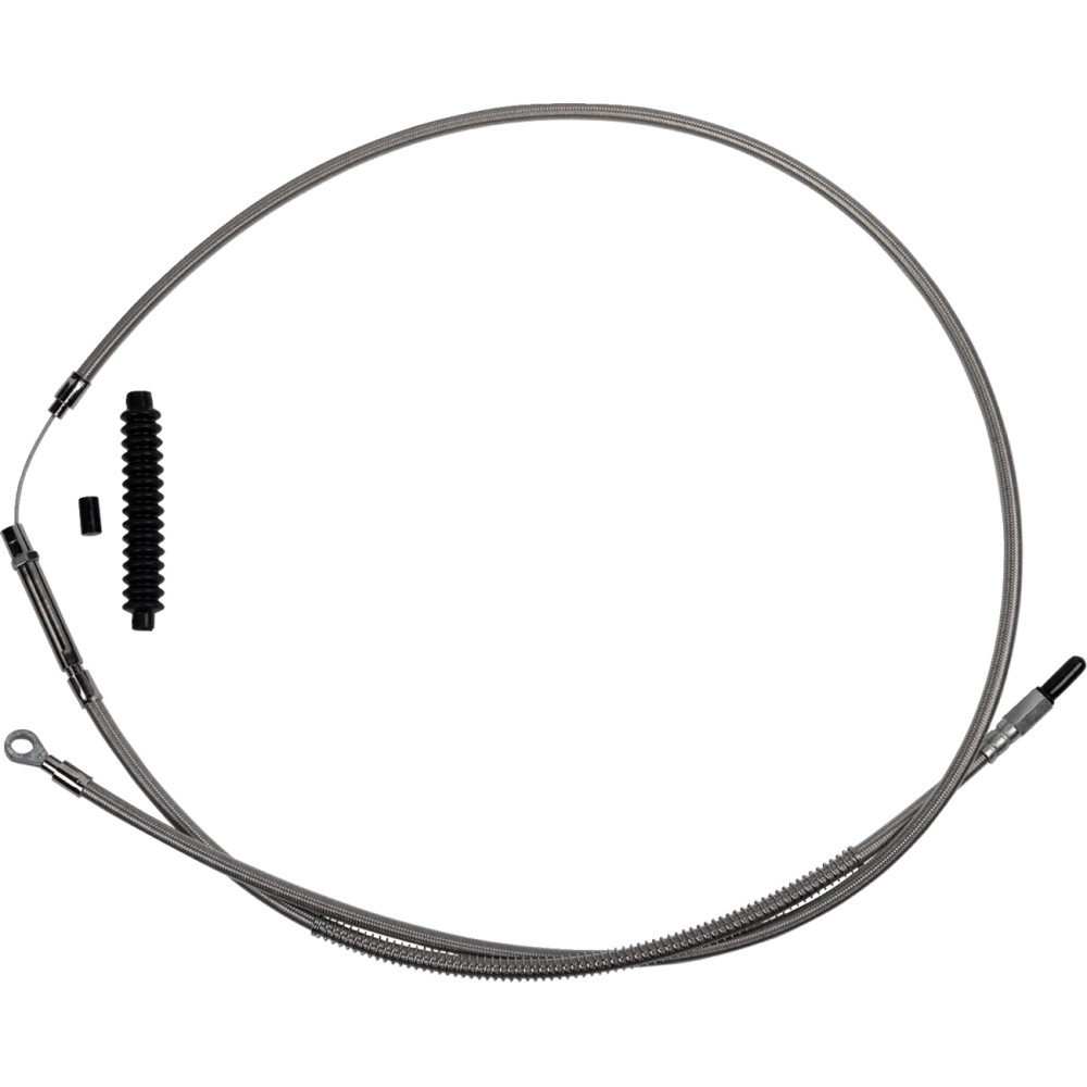 High-Efficiency Stainless Steel Clutch Cable for Harley-Davidson — +25.4 cm (10 in), center adjuster, silver