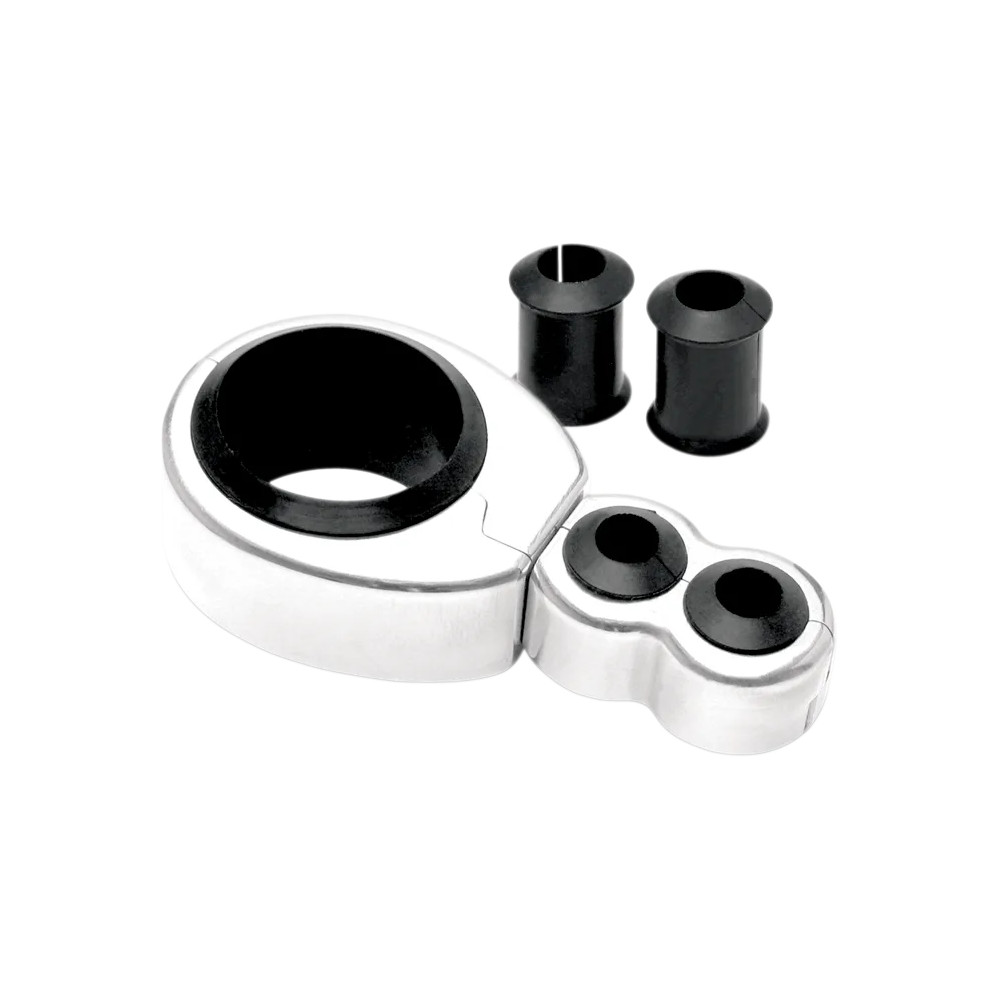 Cable Clamp — Mounting diameter 25.4 mm–28.6 mm (1"–1-1/8"), Chrome, Clutch/Throttle