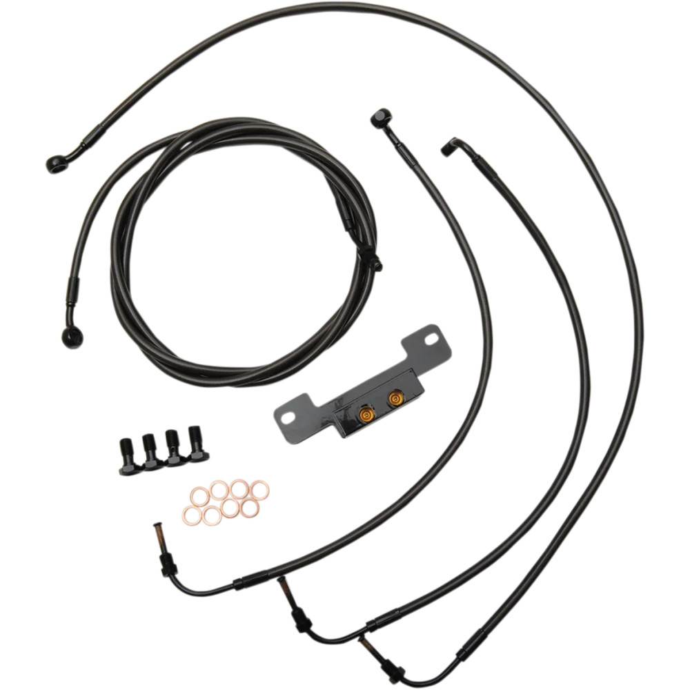 Standard Midnight Kit de cables/latiguillos trenzados para manillar — 18"-20" ajuste, Ape Hanger, negro