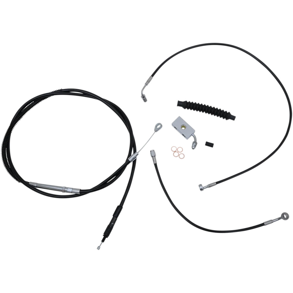 Kit completo de cables/latiguillos trenzados de vinilo negro para manillar — ajuste 12"–14"