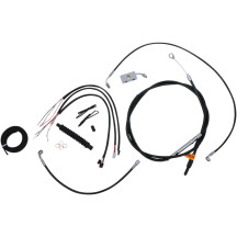 Kit completo de cables de manillar y líneas de freno trenzadas en vinilo negro — Compatible con manillares de 12"–14", curvatura