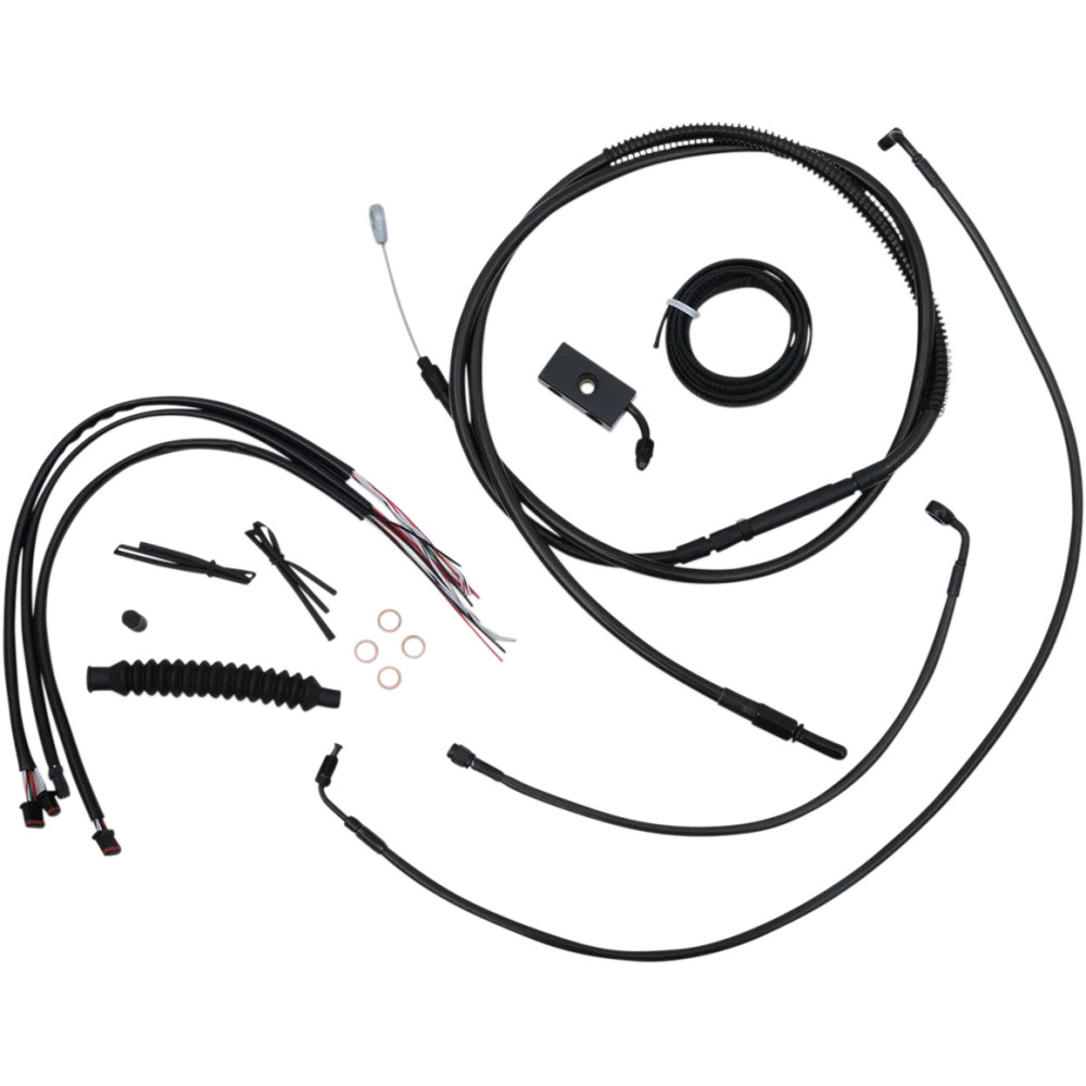Kit completo Midnight trenzado de cables y líneas de freno para manillar — Compatible con risers de 38–43 cm (15"–17"), ABS