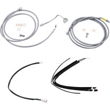 Kit completo de cables/líneas de freno trenzadas de acero inoxidable para manillar — 33 cm (13"), Ape Hanger, Natural, plateado