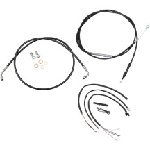 Kit completo de cables trenzados de vinilo negro para manillar/línea de freno — apto para risers de 38–43 cm (15–17 in)