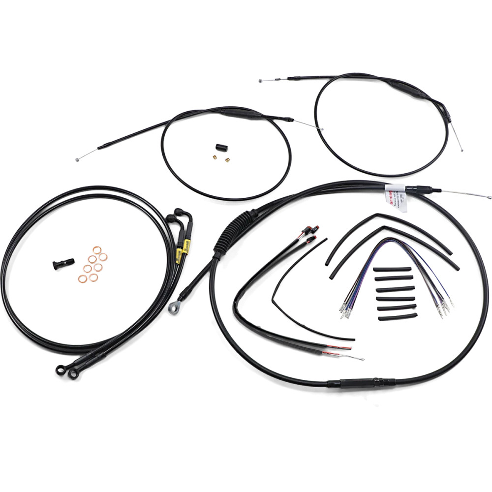 Kit de Cables/Líneas de Manillar de Vinilo Negro Completo para Manillares Ape Hanger