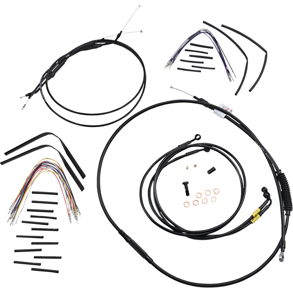 Complete Black Vinyl Handlebar Cable/Line Kit for Ape Hangers — 40.5 cm (16") , Ape Hanger