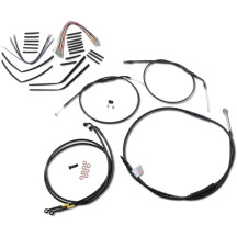Complete Black Vinyl Handlebar Cable/Line Kit for Ape Hangers — Black, 14"