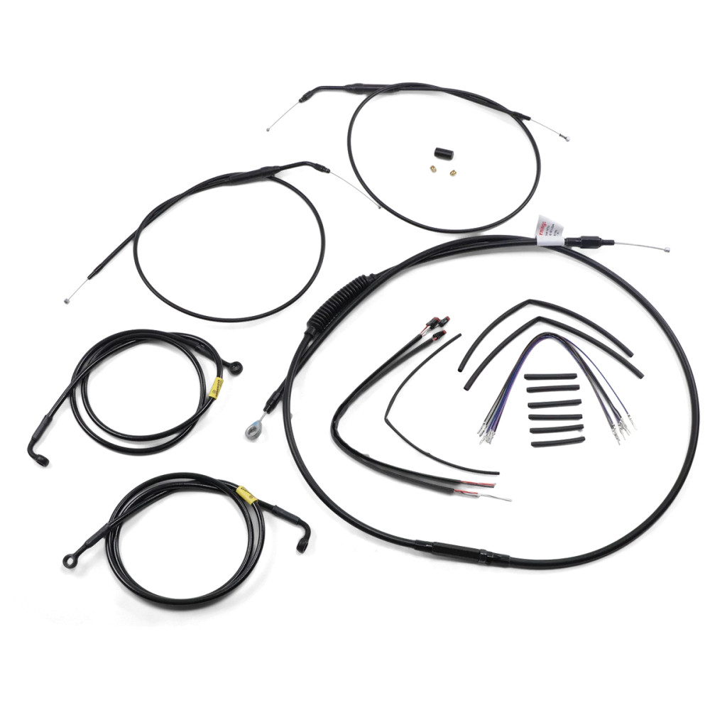 Kit de Cables/Líneas de Manillar de Vinilo Negro Completo para Manillares Ape Hanger