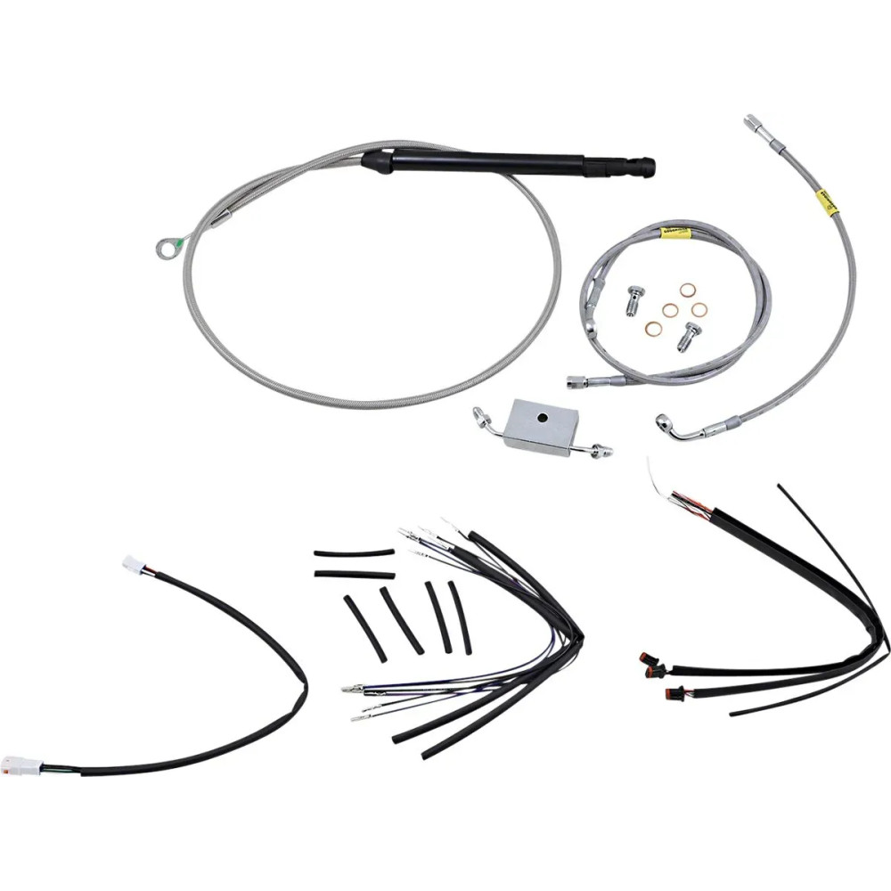 Handlebar Cable and Brake Line Kit for Burly Ape Handlebars — 2" riser fit, 18" height, Silver