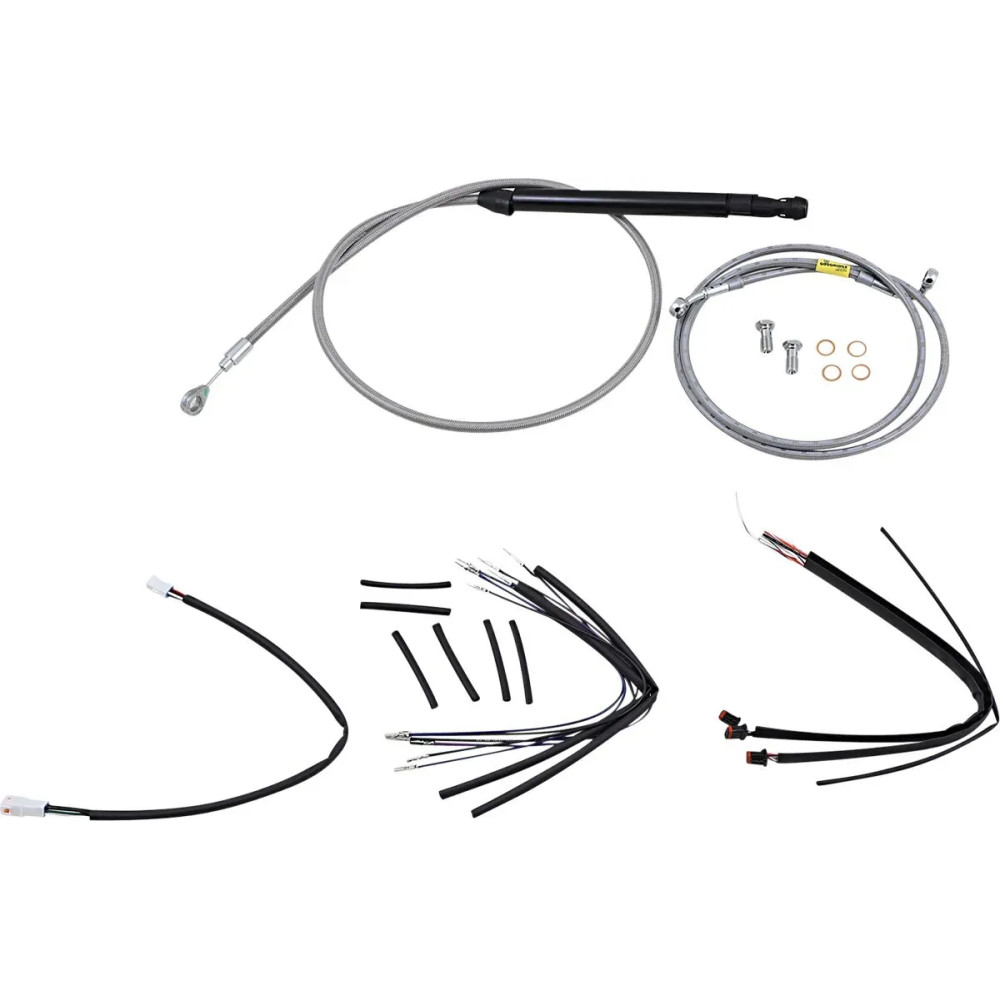 Handlebar Cable and Brake Line Kit for Burly Ape Handlebars — 40.5 cm (16 in), Ape hanger, Non-ABS, Silver