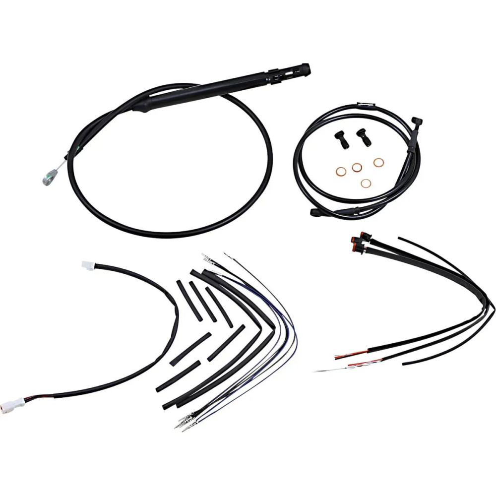 Complete Black Vinyl Handlebar Cable/Line Kit for Ape Hangers — 12" height, Ape Hanger