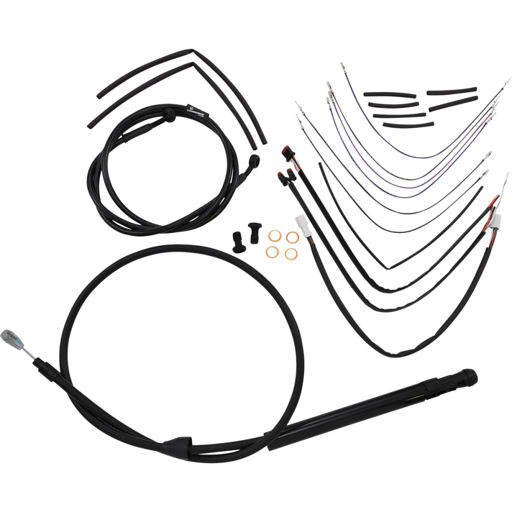 Kit de Cables/Líneas de Manillar de Vinilo Negro Completo para Manillares Ape Hanger