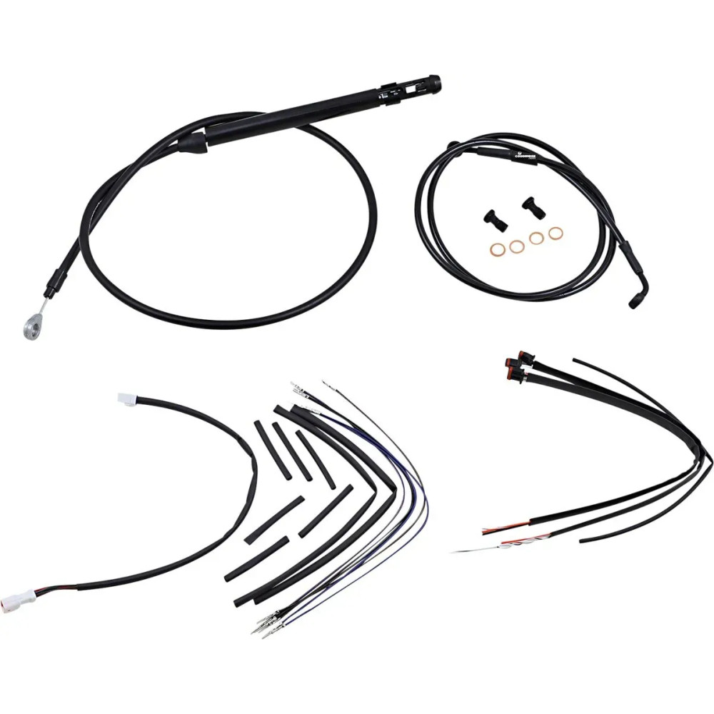 Kit completo de cables y líneas de vinilo negro para manillares Ape Hangers — ajuste 16"