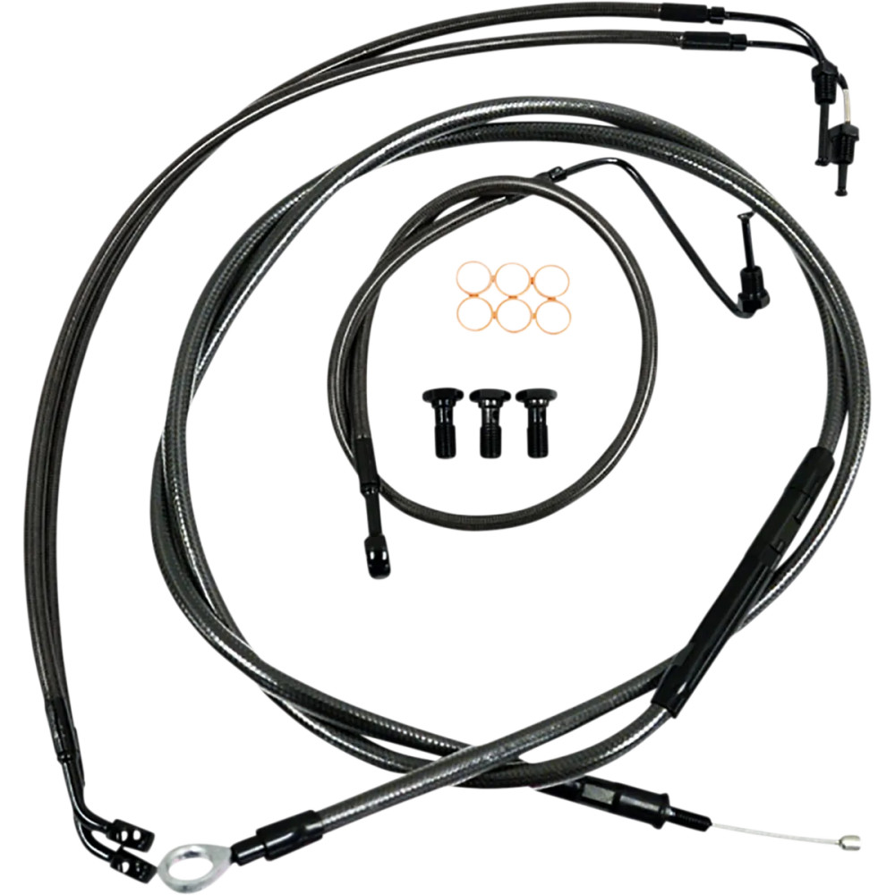 Kit estándar Midnight de cables trenzados para manillar/líneas de freno — Compatible con risers de 15"–17", Ape Hanger, negro co