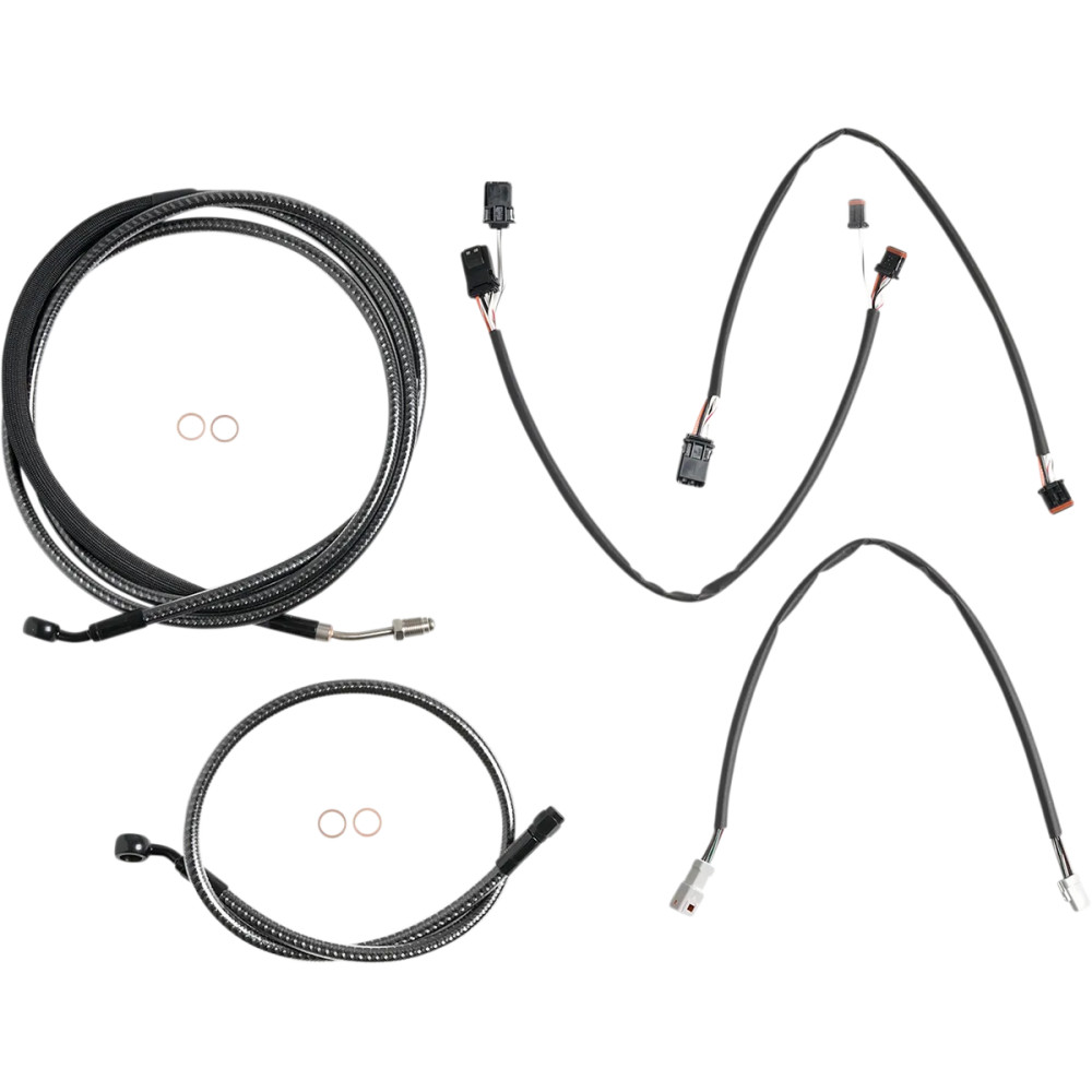 KARBONFIBR Designer Kit de instalación de manillar — 12"–14", Ape Hanger, Fibra de carbono, Plateado
