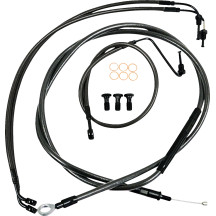 Kit estándar Midnight de cables trenzados para manillar/líneas de freno — Ape Hanger, elevadores de 12"–14", Negro con acabado t