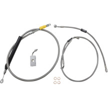 Kit estándar de cables trenzados de acero inoxidable para manillar/línea de freno — 15"–17" altura, Ape Hanger, natural barnizad