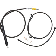 Kit estándar Midnight de cables y latiguillos trenzados para manillar — ajuste 18"–20", Ape Hanger, Negro