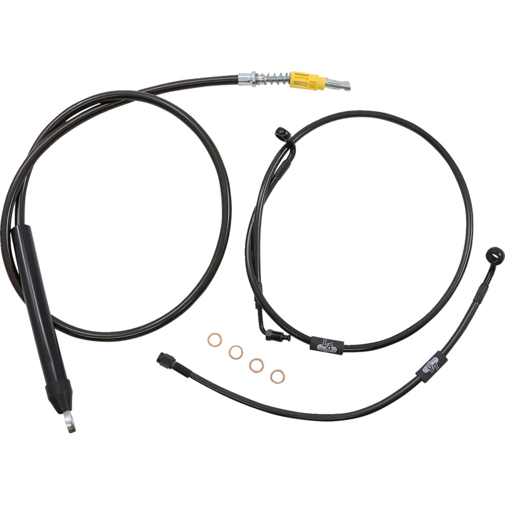 Kit estándar Midnight de cables y latiguillos trenzados para manillar — ajuste 18"–20", Ape Hanger, Negro