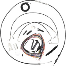 Kit completo de cables trenzados de vinilo para manillar/línea de freno — ajuste 12" - 14", negro barnizado