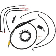 Kit completo Midnight trenzado de cables y líneas de freno para manillar — Compatible con risers de 15"–17", negro