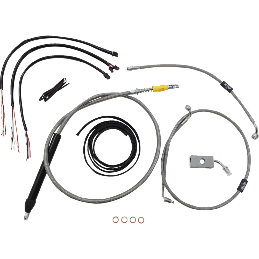 Kit completo de cables y líneas de freno trenzadas de acero inoxidable para manillar — Se adapta a 18"-20", ABS