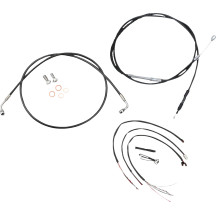 Kit completo de cables y líneas de freno trenzadas de vinilo negro para manillar — ajuste 12"–14" de riser, frenos sin ABS