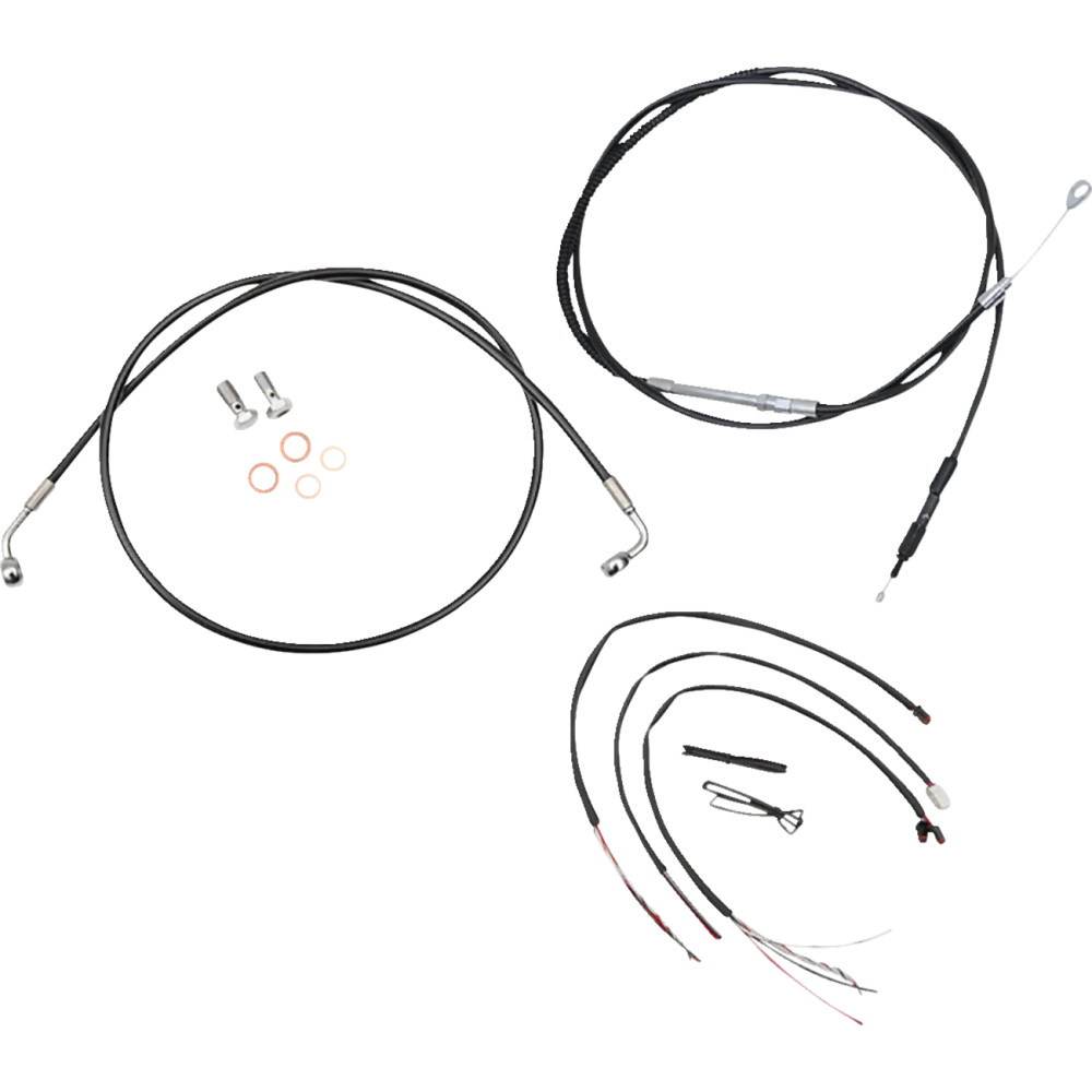 Kit completo de cables y líneas de freno trenzadas de vinilo negro para manillar — ajuste 12"–14" de riser, frenos sin ABS