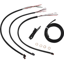 Kit completo de cables trenzados de acero inoxidable para manillar/líneas de freno — 38 cm–43 cm (15"–17"), natural, acabado tra