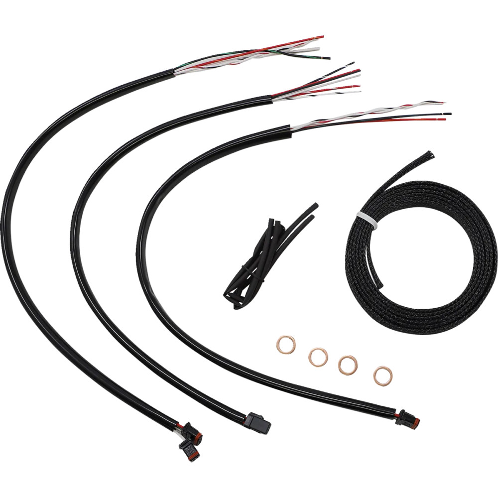 Kit completo de cables trenzados de acero inoxidable para manillar/líneas de freno — 38 cm–43 cm (15"–17"), natural, acabado tra
